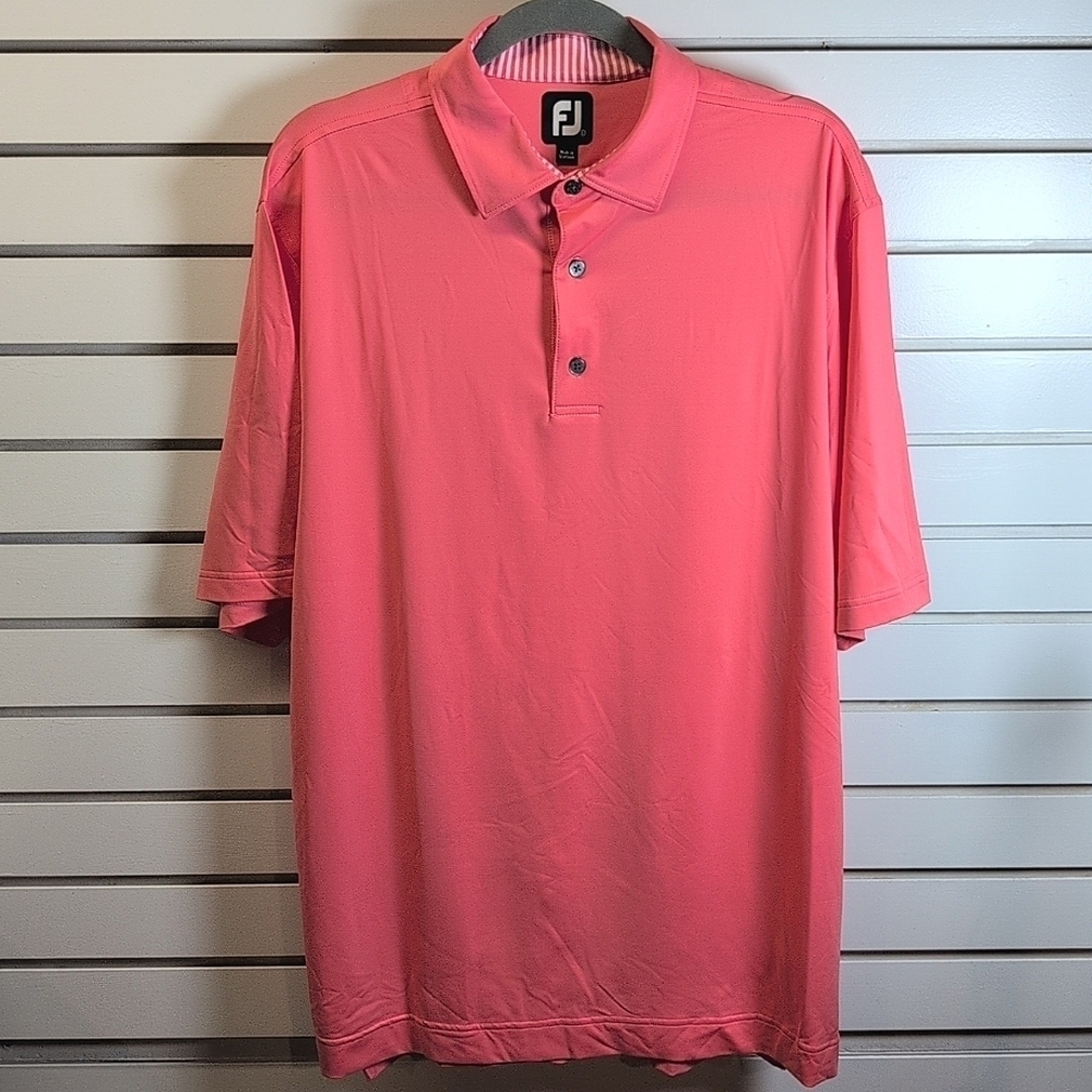 Foot Joy Prodry Lisle Golf Polo Salmon Sz. Large Like New!